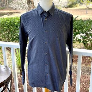 Ted Baker London Blue Patterned L/S Shirt. Size 6/US Large (44).